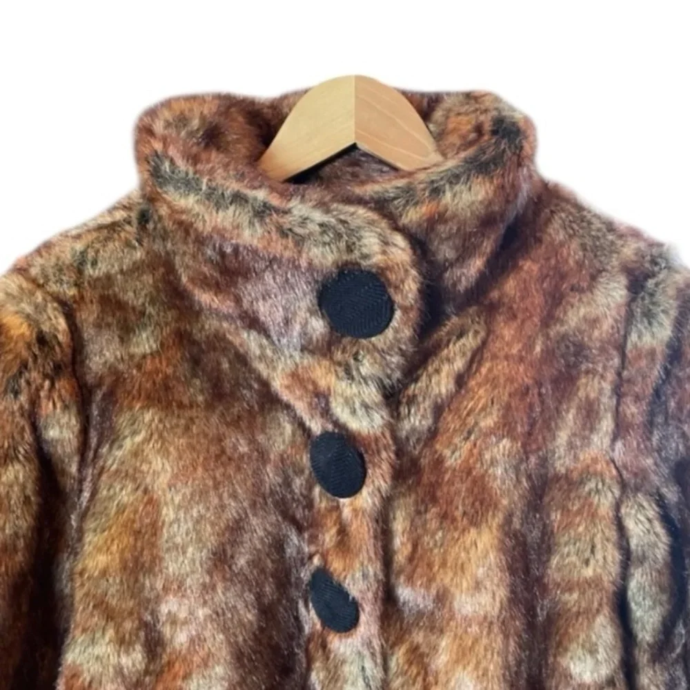 Abbie Mags Vintage Brown Faux Fur Cropped Jacket Size Large Old Money - Picture 4 of 14